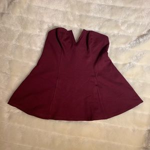 Maroon Peplum Bustier Top